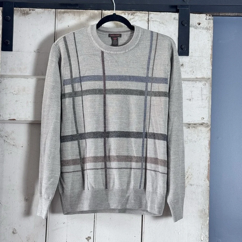 Dockers Men's Pullover Cardigan Sweater Size Med Business Casual Stretch‎ GUC